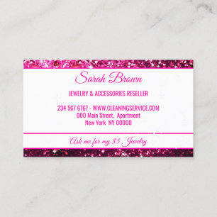 Sparkle Pink white Glitz Glam Starlust light Business Card