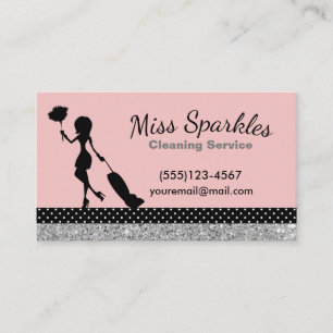 Sparkle Polka Dot Maid House Cleaning Services Business Card
