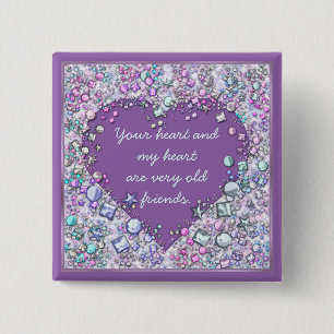 Sparkle precious gems heart quote 2 inch square button