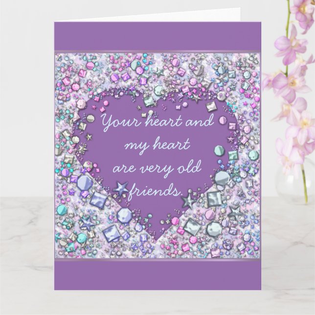 Sparkle precious gems heart quote card (Orchid)