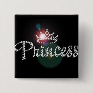 Sparkle Princess Crown Birthday, Custom, 2 Inch Square Button