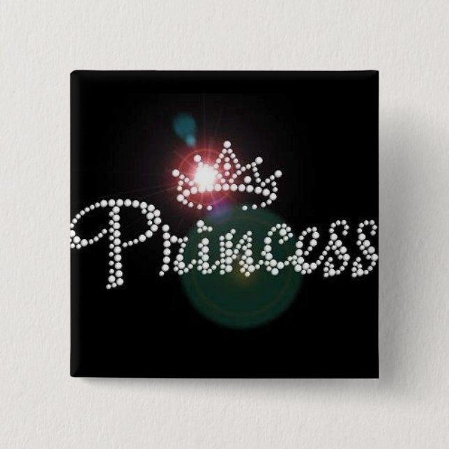 Sparkle Princess Crown Birthday, Custom, 2 Inch Square Button (Front)
