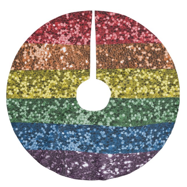 Sparkle Rainbow Glitter Sequin Glam Trendy Brushed Polyester Tree Skirt (Front)