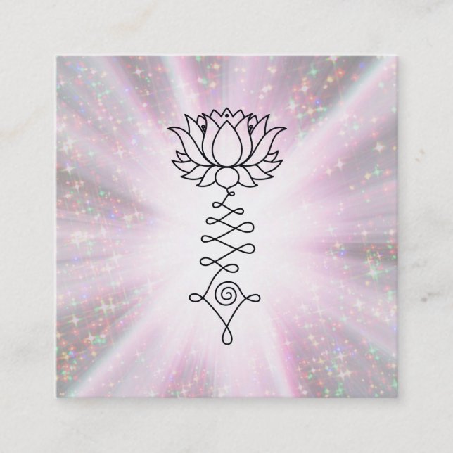 *~* Sparkle Rays Healing Reiki Energy Lotus Square Business Card (Front)
