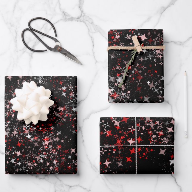 Sparkle red pink wrapping paper sheet (Front)