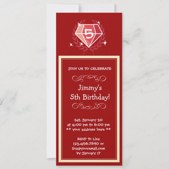 Sparkle Red Ruby Gems Birthday Party Invitation (Front)