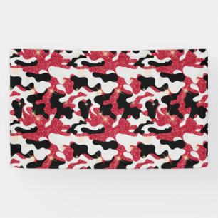 Sparkle Red White Black Camouflage Camo Banner