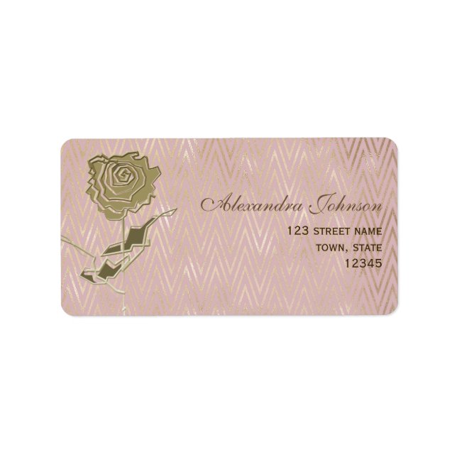 Sparkle Rose Gold Flower Return Address Label (Front)