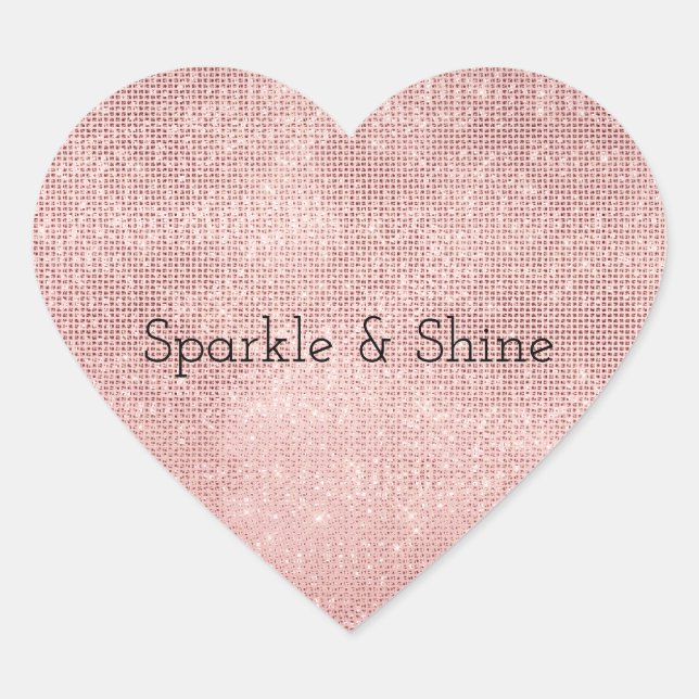 Sparkle Rose Gold Glam  Heart Sticker (Front)