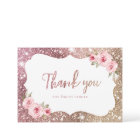 Sparkle rose gold glitter and floral thank you