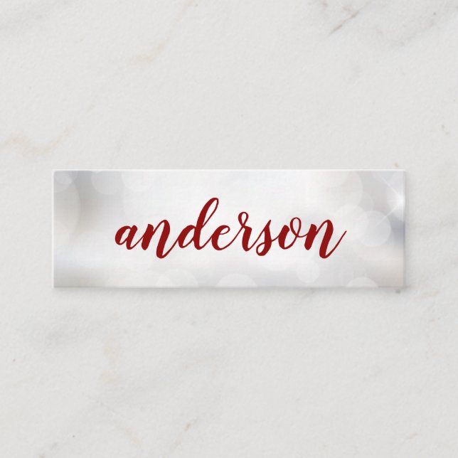 Sparkle Script Text Mini Business Card (Front)