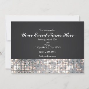 Sparkle Sequins Black Glam Wedding Invitation Card