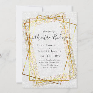Sparkle Silver Nuestra Boda Bilingual Invitation