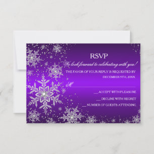Sparkle Snowflake Purple Christmas Party RSVP Card