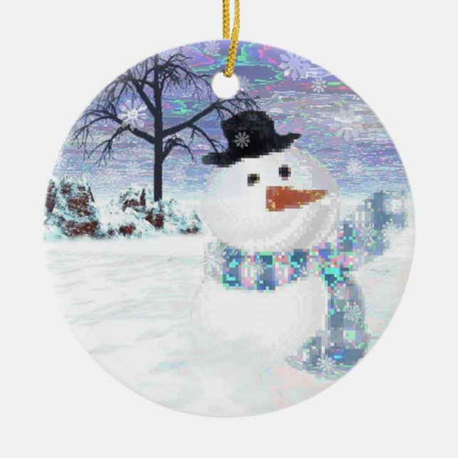 Sparkle Snowman Keepsake Ornament (Front)