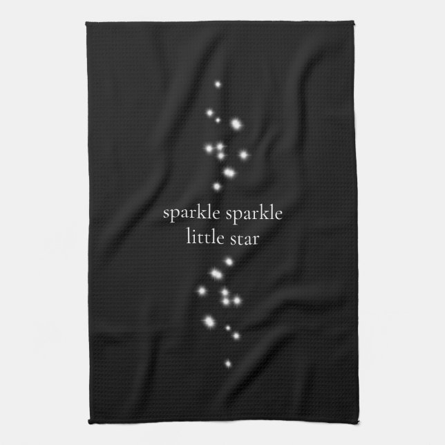 Sparkle Sparkle Little Star Black Starlight Kitchen Towel (Vertical)
