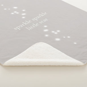 Sparkle Sparkle Little Star Silver Grey Starlight Sherpa Blanket