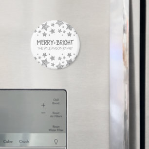 Sparkle Star Merry bright Christmas silver white Magnet