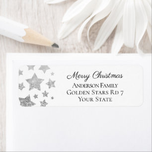 Sparkle Stars Christmas Holiday silver grey white