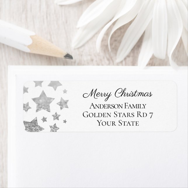 Sparkle Stars Christmas Holiday silver grey white (Insitu)