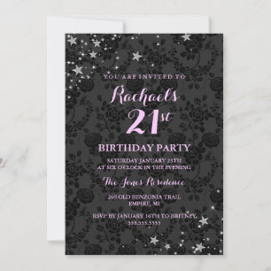 Sparkle Stars Invitation 21e anniversaire