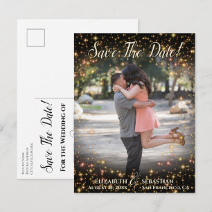 Sparkle Stars Photo Overlay Wedding Save the Date Announcement Postcard