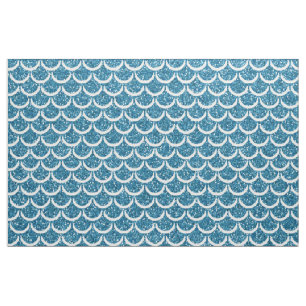 Sparkle Teal Blue Mermaid Scales Fishtail Fantasy Fabric