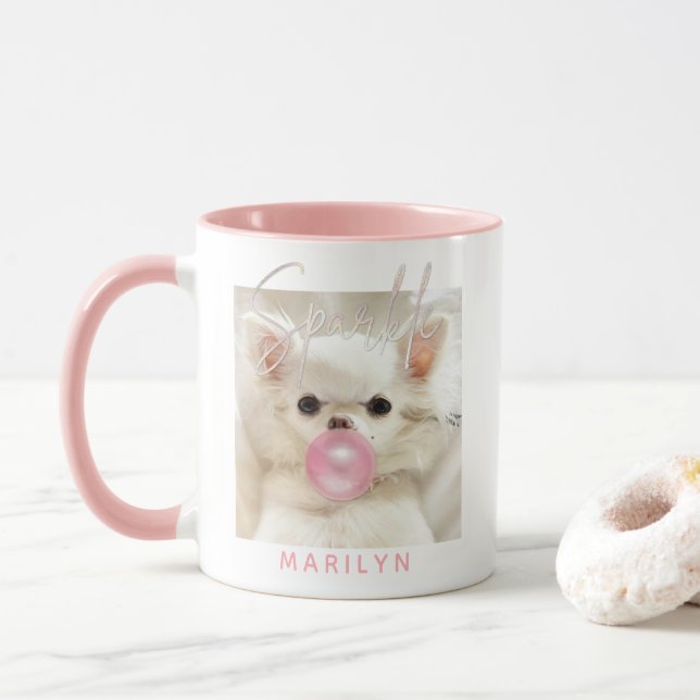 Sparkle The Tiny Chi | Dog Lover Custom Cute Glam Mug (With Donut)