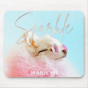 Sparkle The Tiny Chi   Dog Lover Personalized Glam Mouse Pad