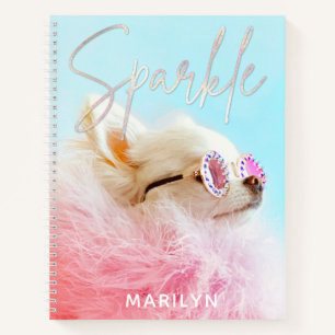 Sparkle The Tiny Chi   Dog Lover Personalized Glam Notebook