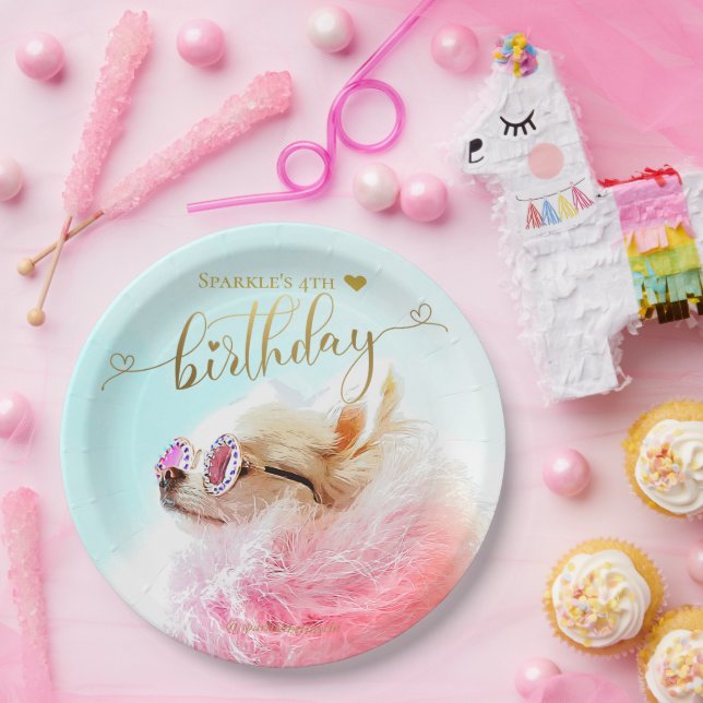 Sparkle The Tiny Chi | Puppy Dog Birthday Party Paper Plate (Party)