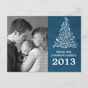 Sparkle Tree Chalkboard Photo Postcard, Blue Postcard