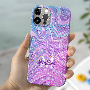 Sparkle unicorn rainbow girly marble art Case-Mat iPhone 15 Case