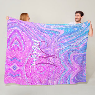 Sparkle unicorn rainbow girly marble art  fleece blanket