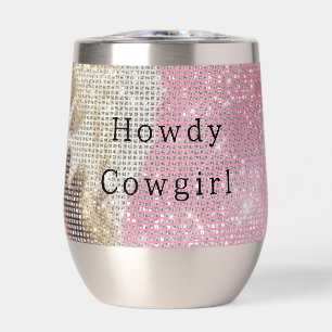Sparkle Western Pink Cream Gold Cowgirl Cowhide