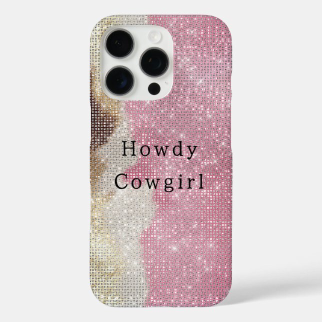 Sparkle Western Pink Cream Gold Cowgirl Cowhide Case-Mate iPhone Case (Back)