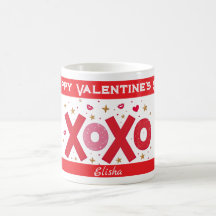 Sparkle XOXO love typography hearts stars on white