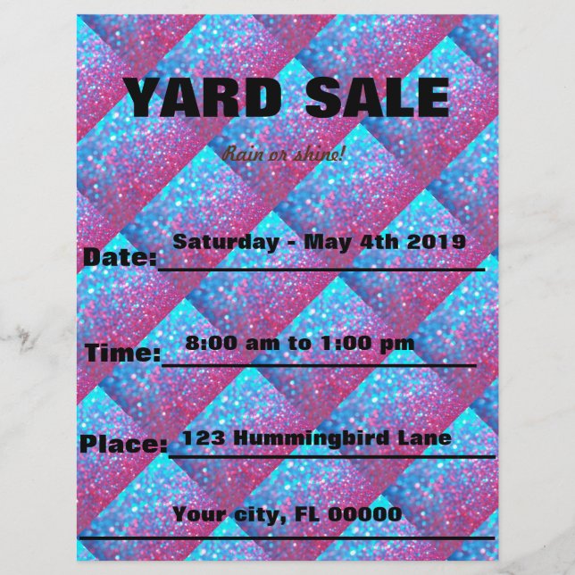 Sparkle Yard Sale / Event Customizable Paper Sheet (Front)