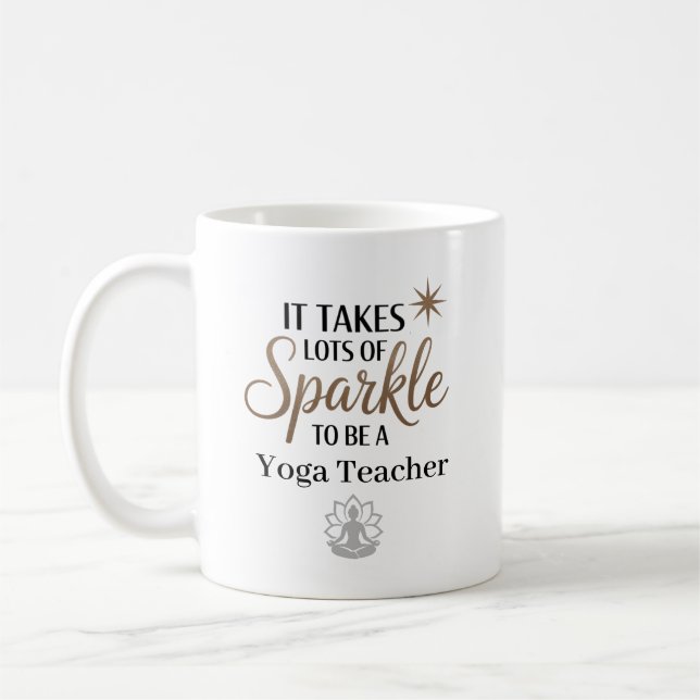 Sparkle Yoga Teacher Personalized Coffee Mug (Left)
