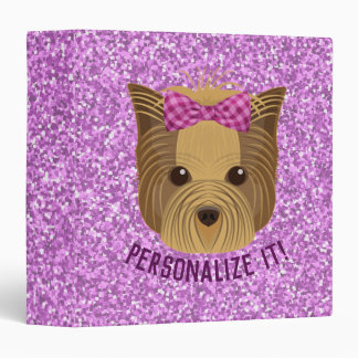 Sparkle Yorkie Yorkshire Terrier Puppy Dog Glitter Binder