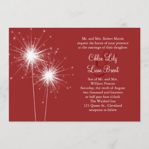 Sparkler en Faire-part de mariage rouge