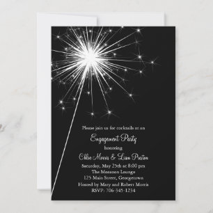 Sparkler Engagement Invitation (black)