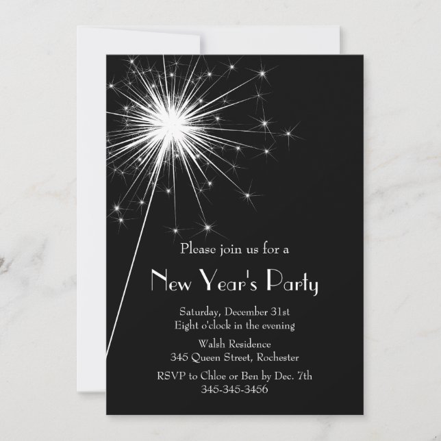 Sparkler New Year's Eve Party Invitation (Front)