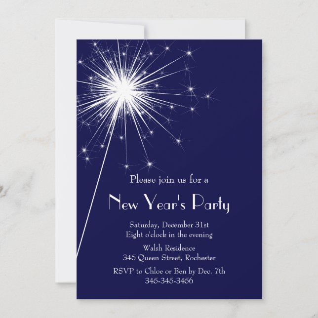 Sparkler New Year's Eve Party Invitation (Front)