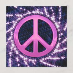 Sparkler Pink Peace Sign Invitations