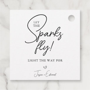 Sparkler Send Off Let The Sparks Fly Black White Favour Tags