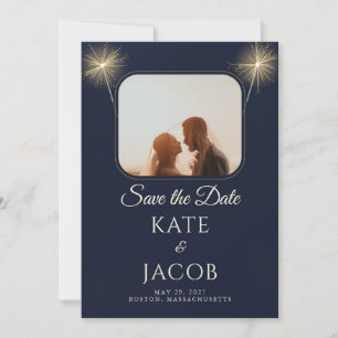 Sparkler Send Off Photo Wedding Save the Date Invitation