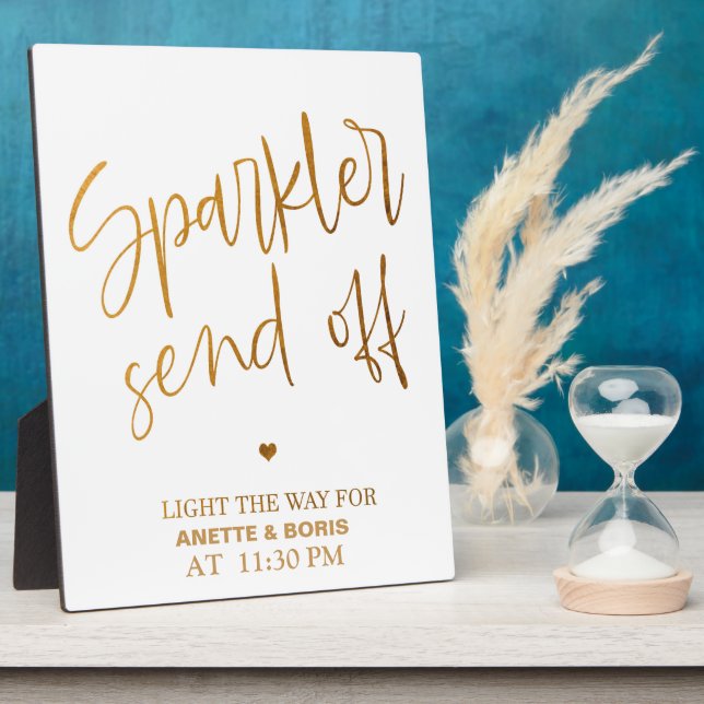 Sparkler send off sign Gold Tabletop Plaque  (Side)