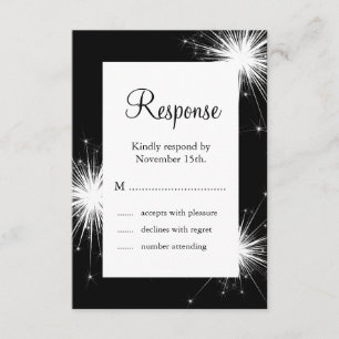 Sparkler Wedding RSVP (black) Card