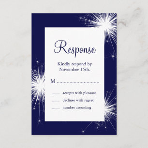 Sparkler Wedding RSVP (blue) Card